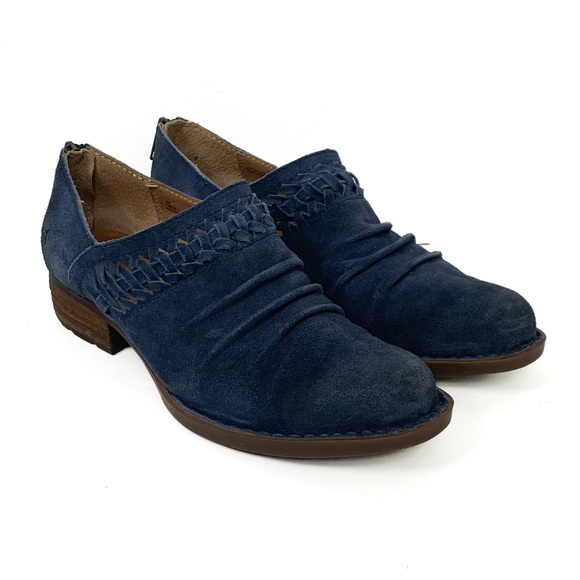 Born Katharina Ankle Booties Blue Suede Women Size 8 Zip Back Boho Distressed - Picture 2 of 14